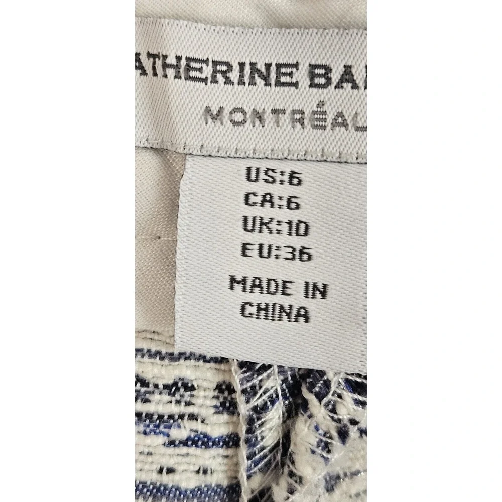 Katherine Barclay MONTREA striped silver thread tweed textured shorts women Sz 6